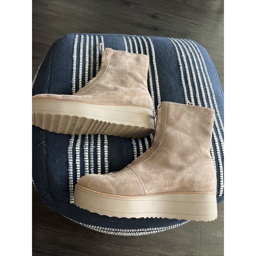 Silent D Suede Platform Zip Front Boots in Taupe - Picture 5 of 8